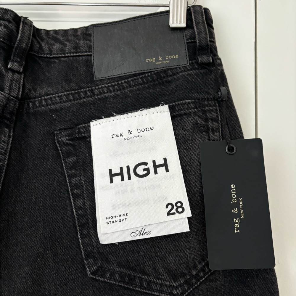 Rag & Bone Black Alex High-Rise Straight Jeans NWT - Picture 4 of 13